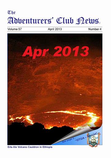 April 2013 Adventurers Club News Cover